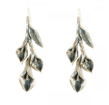 Silver Calla Lily Drop Earrings